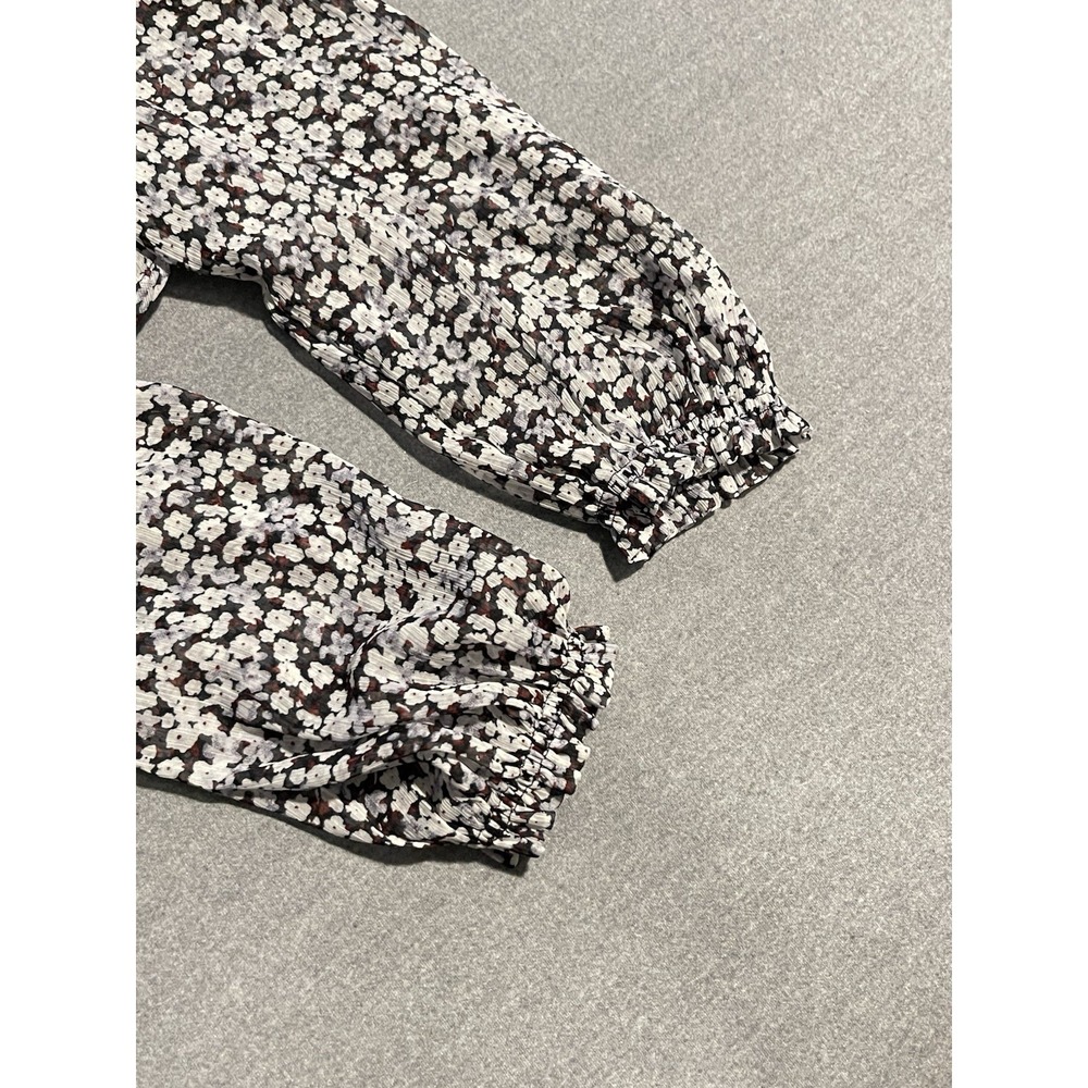 Abercrombie & Fitch Floral Smocked Top Small Puff Sleeve Ruched Front‎ Crop - Picture 4 of 6
